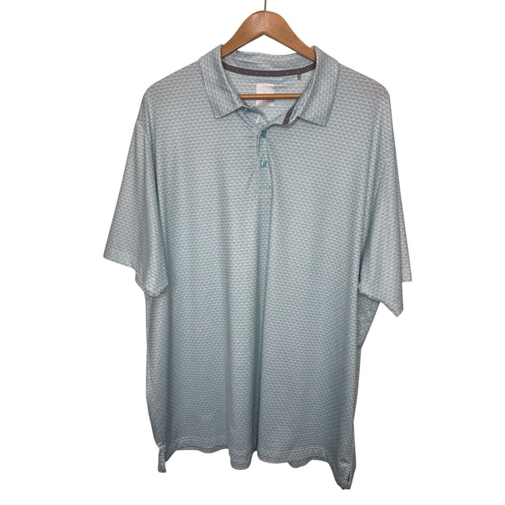 Callaway‎ Mens Swing Tech Opti-Dri Polo Shirt XXL Light Blue Geometric Pattern